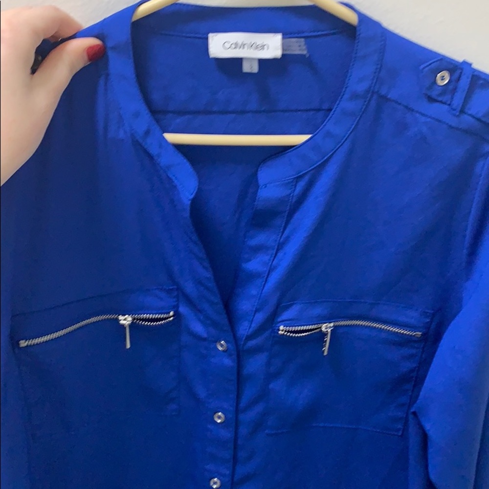 🌟Calvin Klein Zip-Pocket Utility Blouse🌟